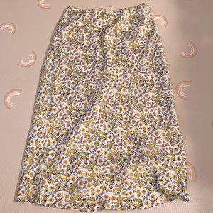 Floral silky long skirt